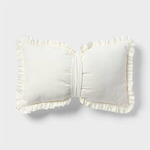 PILLOWFORT NWT Velvet Bow Kids' Decorative Throw Pillow -cream